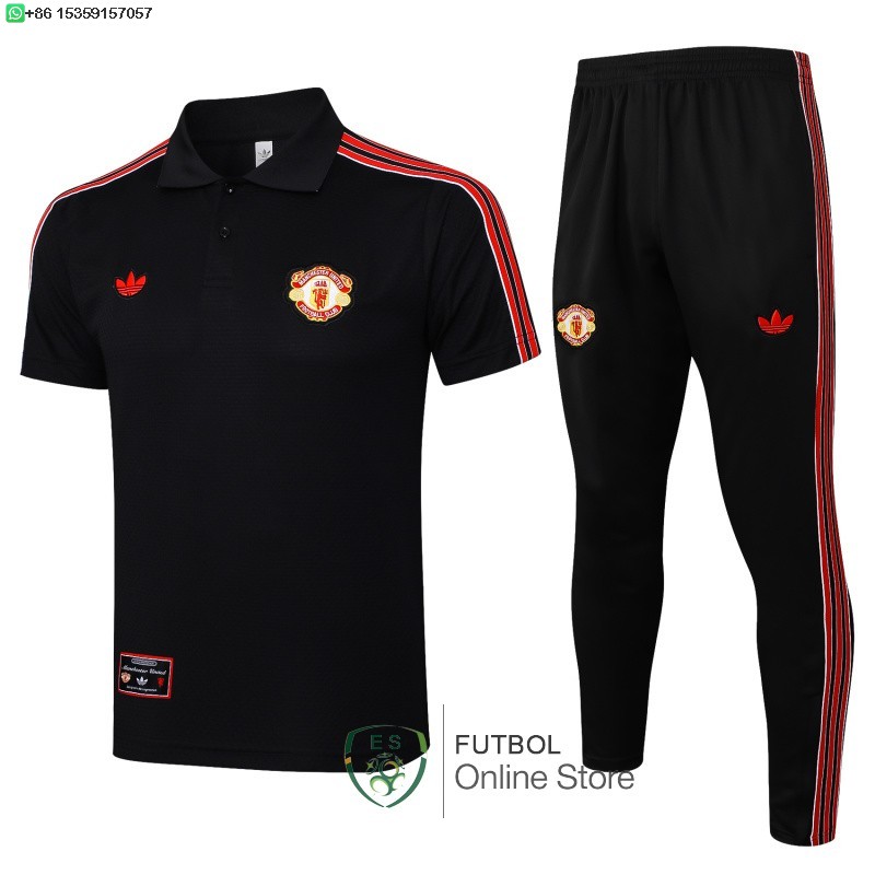 Conjunto Completo Polo Manchester United 25/2026 Negro Rojo