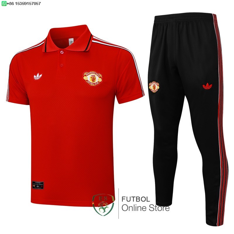 Conjunto Completo Polo Manchester United 25/2026 Rojo Negro