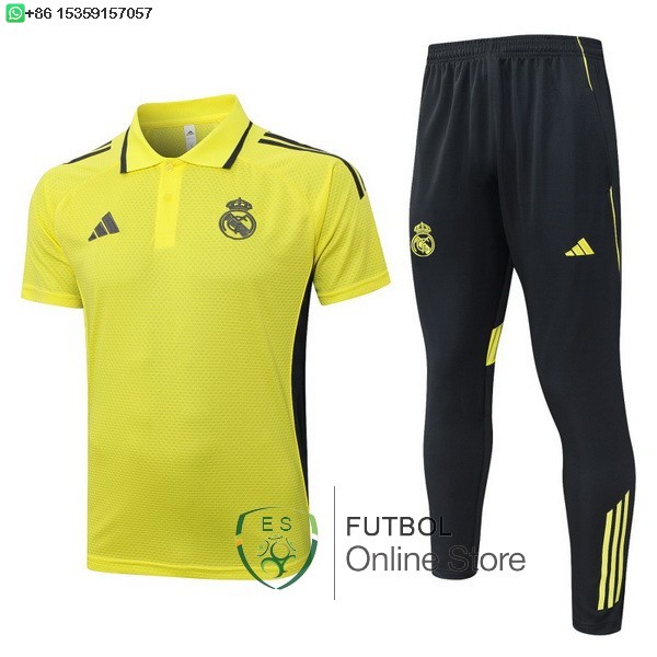 Conjunto Completo Polo Real Madrid 25/2026 Amarillo Negro