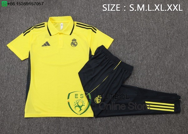 Conjunto Completo Polo Real Madrid 25/2026 Amarillo Negro