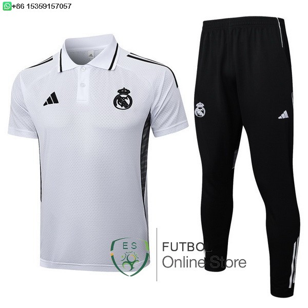 Conjunto Completo Polo Real Madrid 25/2026 Blanco Negro