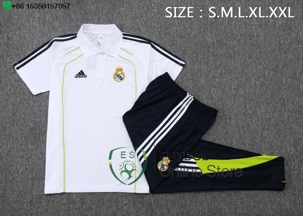 Conjunto Completo Polo Real Madrid 25/2026 Blanco Verde Negro