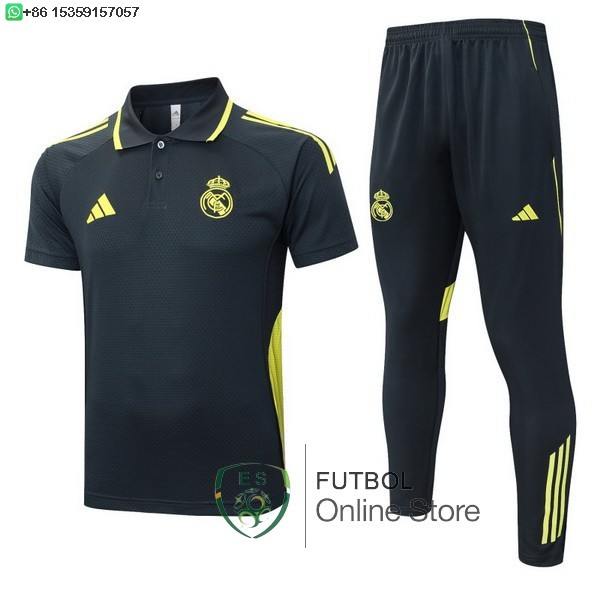 Conjunto Completo Polo Real Madrid 25/2026 Gris Marino Verde