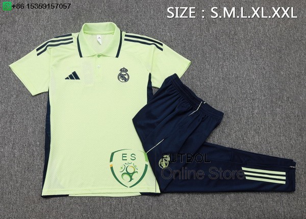 Conjunto Completo Polo Real Madrid 25/2026 Verde Claro Negro
