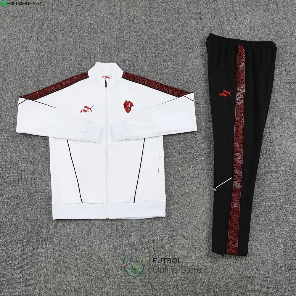 Conjunto Completo Ropa Deportiva Con Cremallera Larga AC Milan 25/2026 Blanco Negro