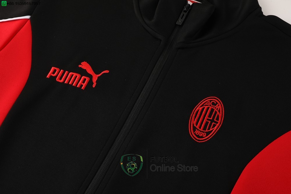 Conjunto Completo Ropa Deportiva Con Cremallera Larga AC Milan 25/2026 Negro Rojo