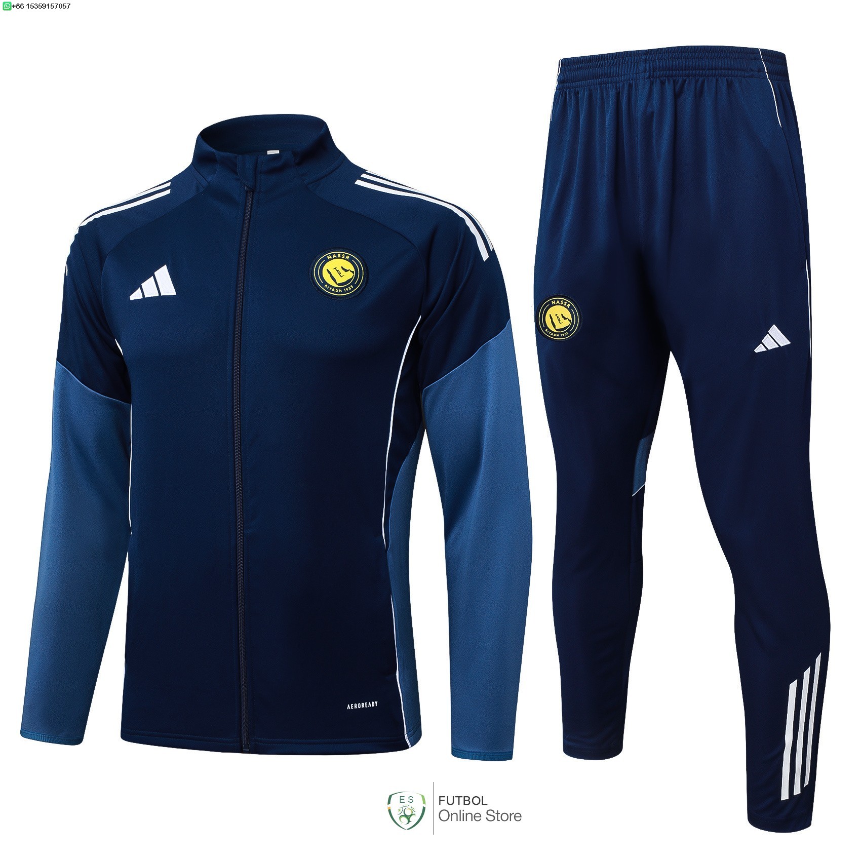 Conjunto Completo Ropa Deportiva Con Cremallera Larga Al Nassr 25/2026 Azul Marino