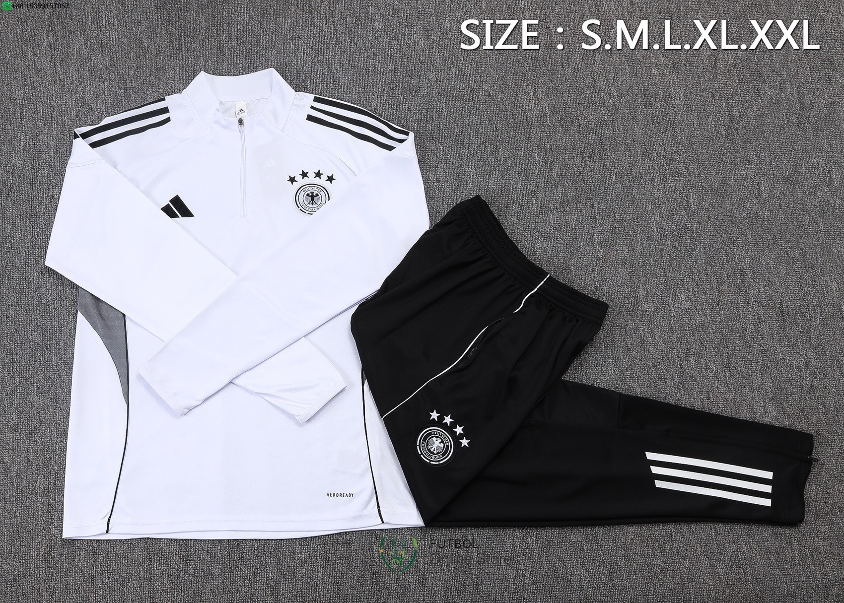 Conjunto Completo Ropa Deportiva Con Cremallera Larga Alemania 2025 Blanco I Negro