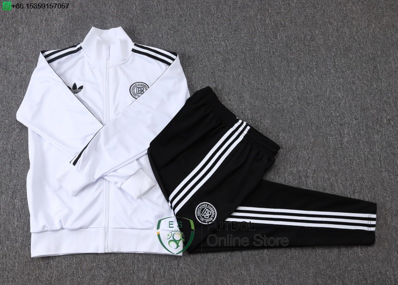 Conjunto Completo Ropa Deportiva Con Cremallera Larga Alemania 2025 Blanco Negro