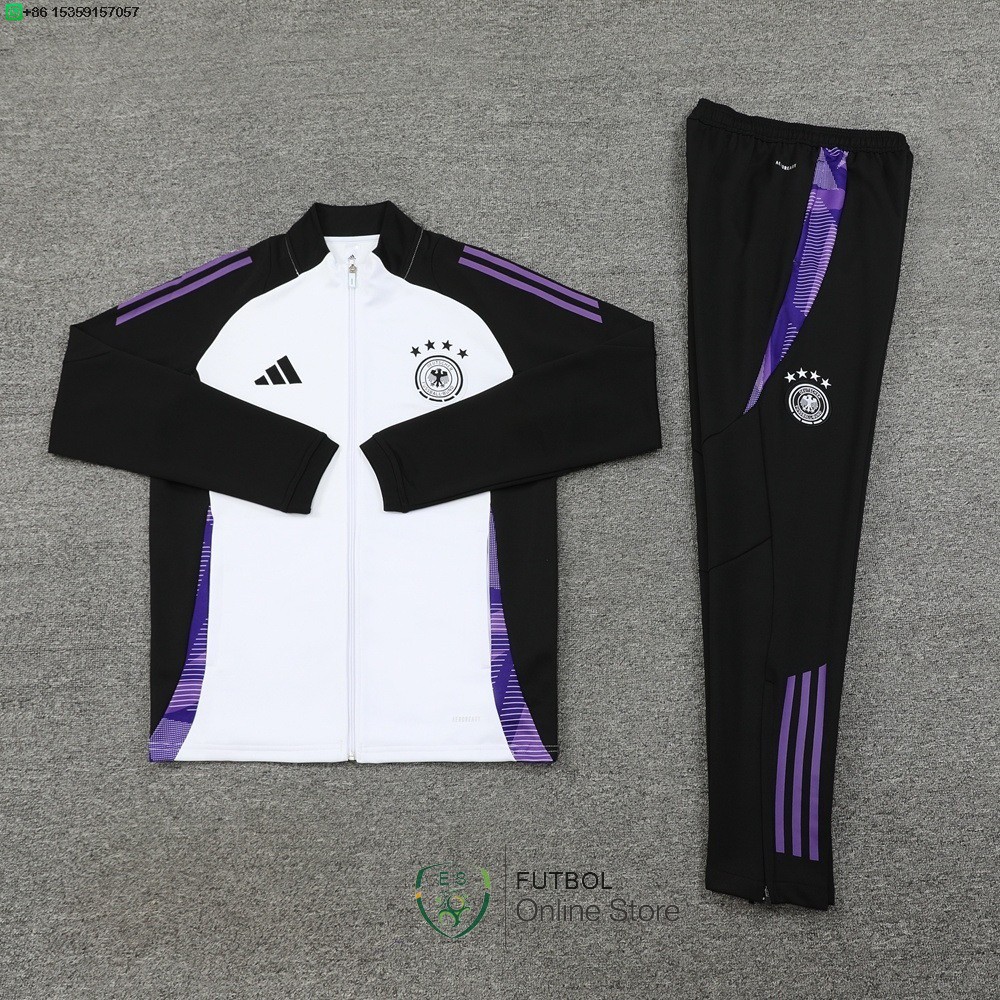 Conjunto Completo Ropa Deportiva Con Cremallera Larga Alemania 2025 Blanco Negro Purpura
