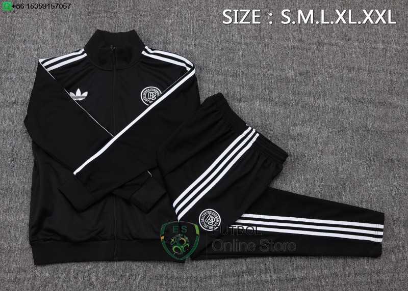 Conjunto Completo Ropa Deportiva Con Cremallera Larga Alemania 2025 Negro Blanco