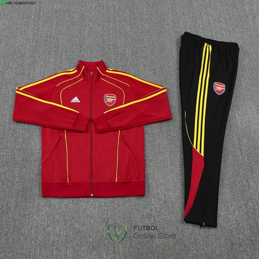 Conjunto Completo Ropa Deportiva Con Cremallera Larga Arsenal 25/2026 Negro Rojo Amarillo