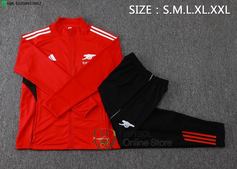 Conjunto Completo Ropa Deportiva Con Cremallera Larga Arsenal 25/2026 Rojo Negro