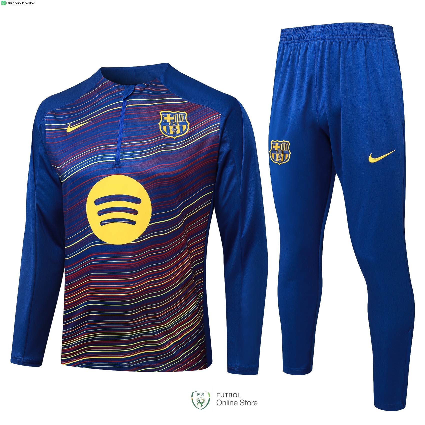 Conjunto Completo Ropa Deportiva Con Cremallera Larga Barcelona 25/2026 Azul Amarillo