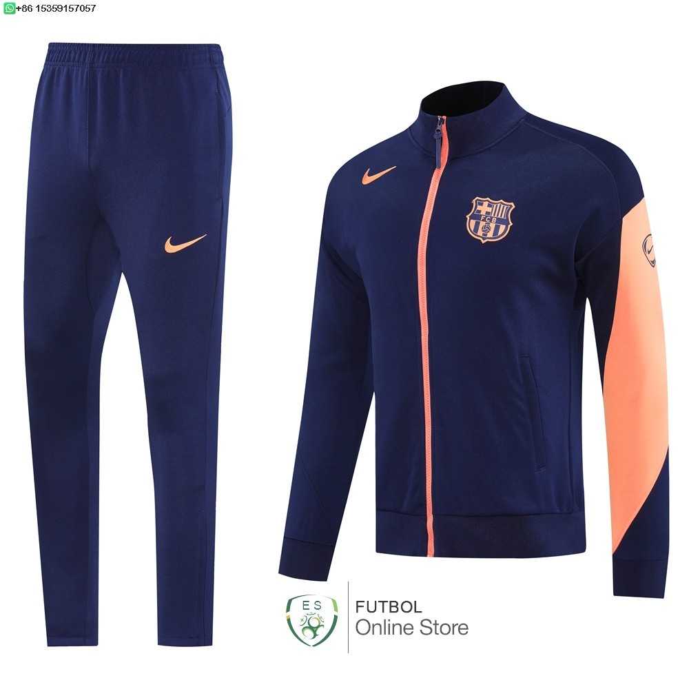 Conjunto Completo Ropa Deportiva Con Cremallera Larga Barcelona 25/2026 Azul Naranja
