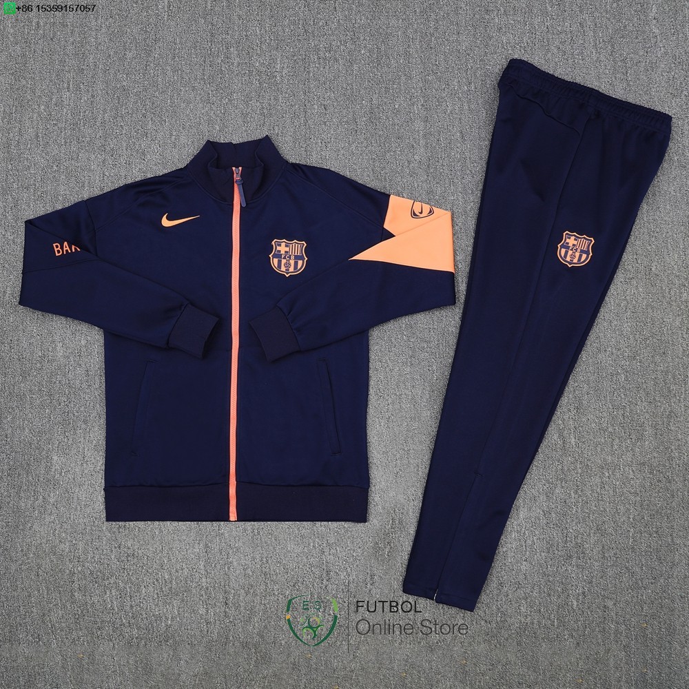 Conjunto Completo Ropa Deportiva Con Cremallera Larga Barcelona 25/2026 Azul Naranja