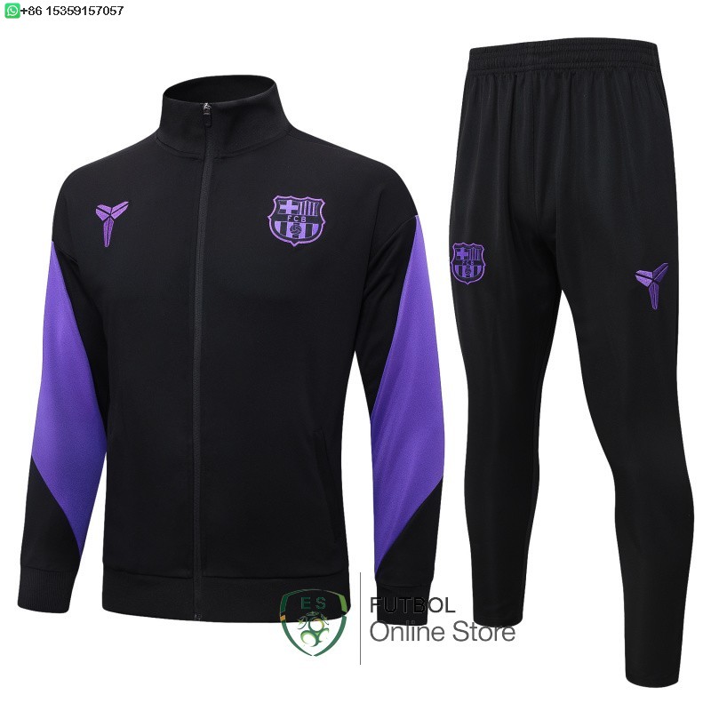 Conjunto Completo Ropa Deportiva Con Cremallera Larga Barcelona 25/2026 Negro I Purpura