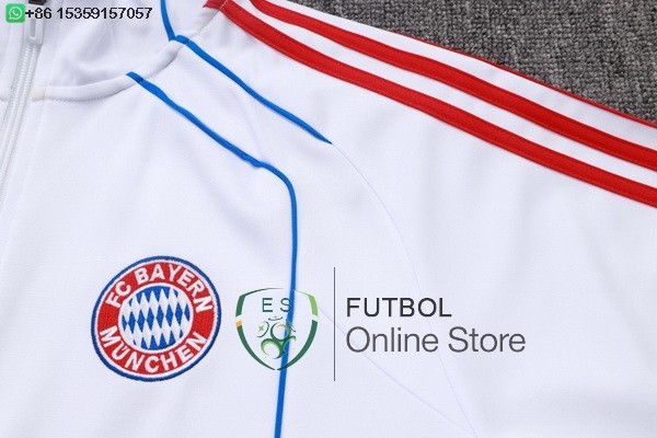 Conjunto Completo Ropa Deportiva Con Cremallera Larga Bayern Munich 25/2026 Blanco Rojo
