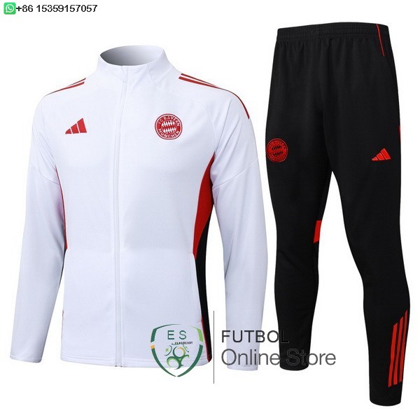 Conjunto Completo Ropa Deportiva Con Cremallera Larga Bayern Munich 25/2026 Blanco Rojo
