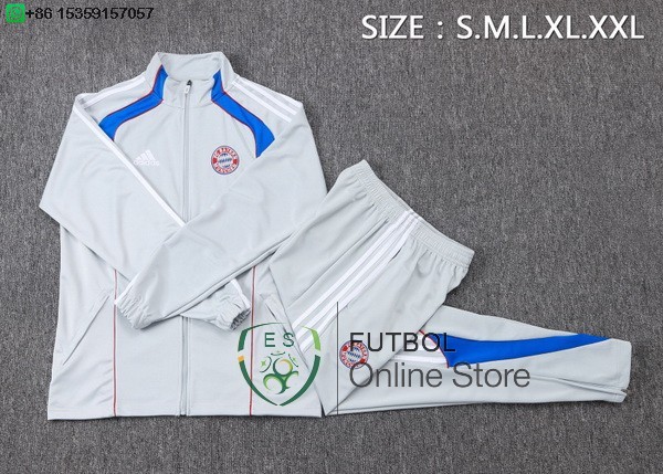 Conjunto Completo Ropa Deportiva Con Cremallera Larga Bayern Munich 25/2026 Gris Azul Rojo