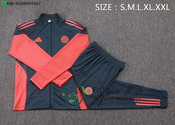 Conjunto Completo Ropa Deportiva Con Cremallera Larga Bayern Munich 25/2026 Gris Marino Rojo