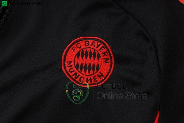 Conjunto Completo Ropa Deportiva Con Cremallera Larga Bayern Munich 25/2026 Negro Rojo Blanco