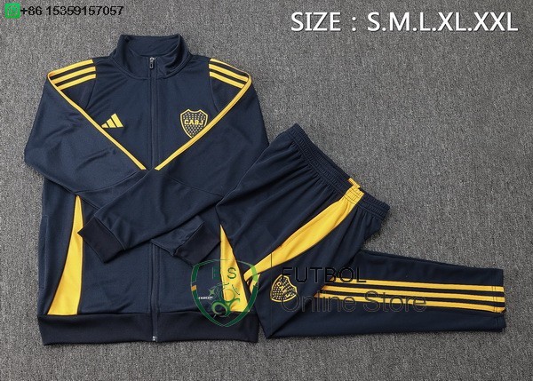 Conjunto Completo Ropa Deportiva Con Cremallera Larga Boca Juniors 24/2025 Azul Marino