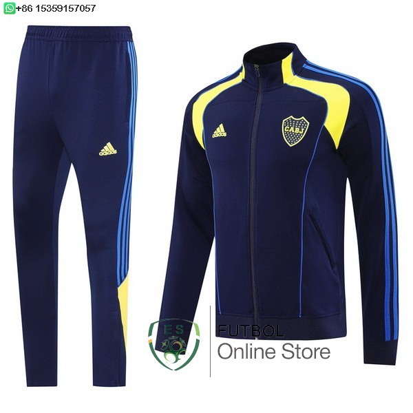 Conjunto Completo Ropa Deportiva Con Cremallera Larga Boca Juniors 25/2026 Azul Marino Amarillo