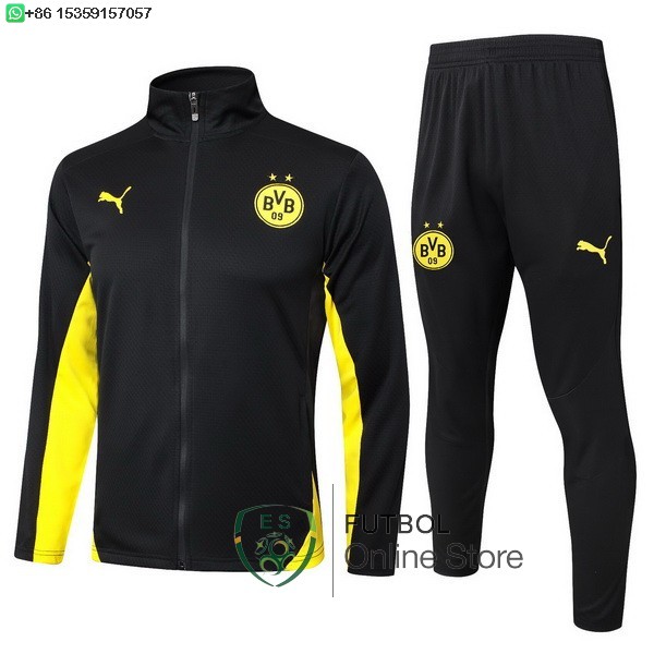 Conjunto Completo Ropa Deportiva Con Cremallera Larga Borussia Dortmund 24/2025 Negro Amarillo