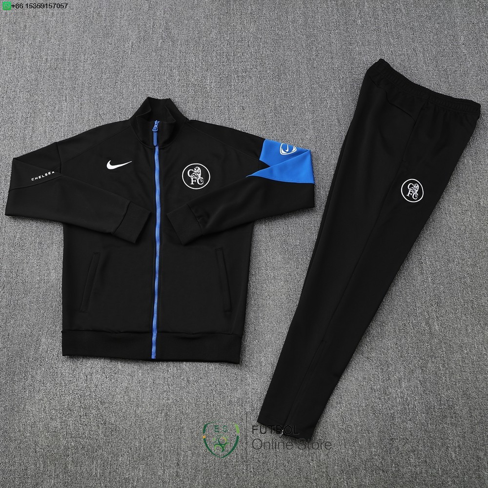 Conjunto Completo Ropa Deportiva Con Cremallera Larga Chelsea 25/2026 Negro Azul