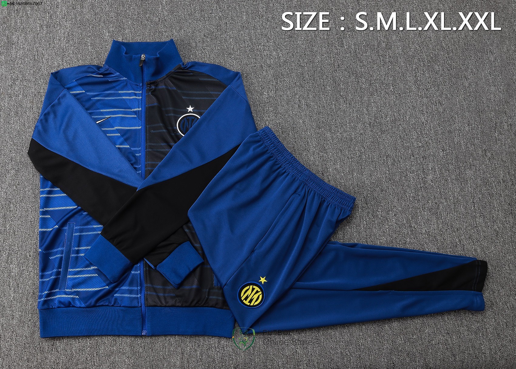 Conjunto Completo Ropa Deportiva Con Cremallera Larga Inter Milan 24/2025 Azul Negro