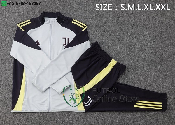 Conjunto Completo Ropa Deportiva Con Cremallera Larga Juventus 25/2026 Gris Negro