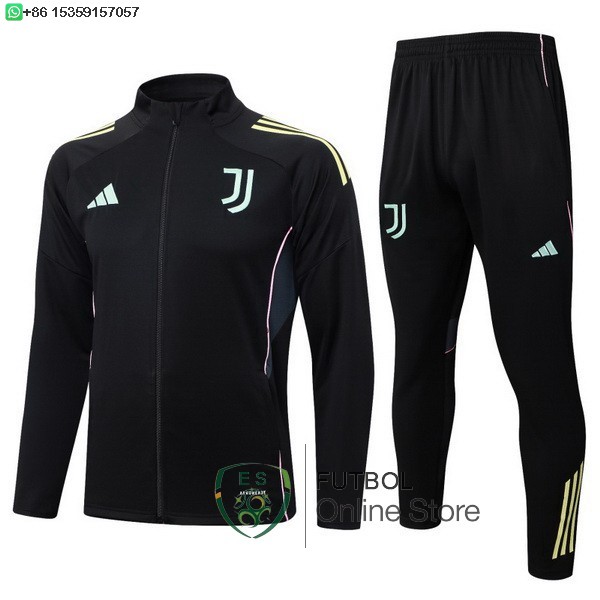 Conjunto Completo Ropa Deportiva Con Cremallera Larga Juventus 25/2026 Negro Rosa