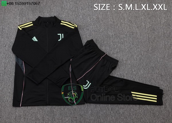 Conjunto Completo Ropa Deportiva Con Cremallera Larga Juventus 25/2026 Negro Rosa