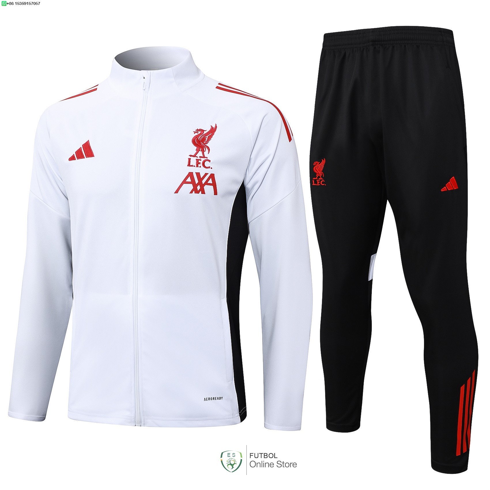 Conjunto Completo Ropa Deportiva Con Cremallera Larga Liverpool 25/2026 Blanco Negro Conjunto Completo Ropa Deportiva Con Cremallera Larga Liverpool 25/2026 Blanco Negro
