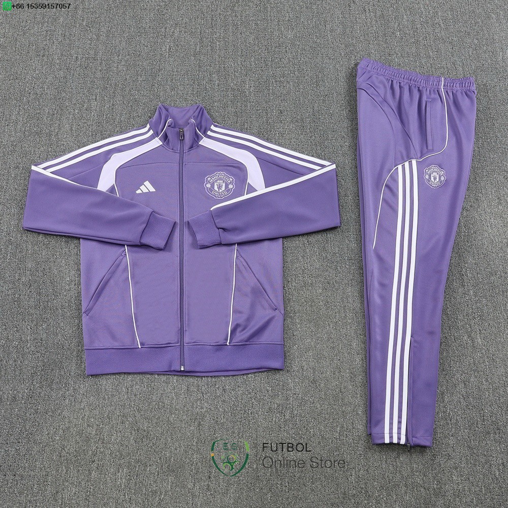 Conjunto Completo Ropa Deportiva Con Cremallera Larga Manchester United 25/2026 Purpura