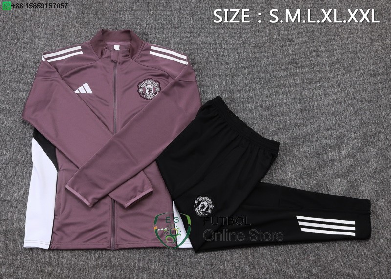 Conjunto Completo Ropa Deportiva Con Cremallera Larga Manchester United 25/2026 Purpura Negro