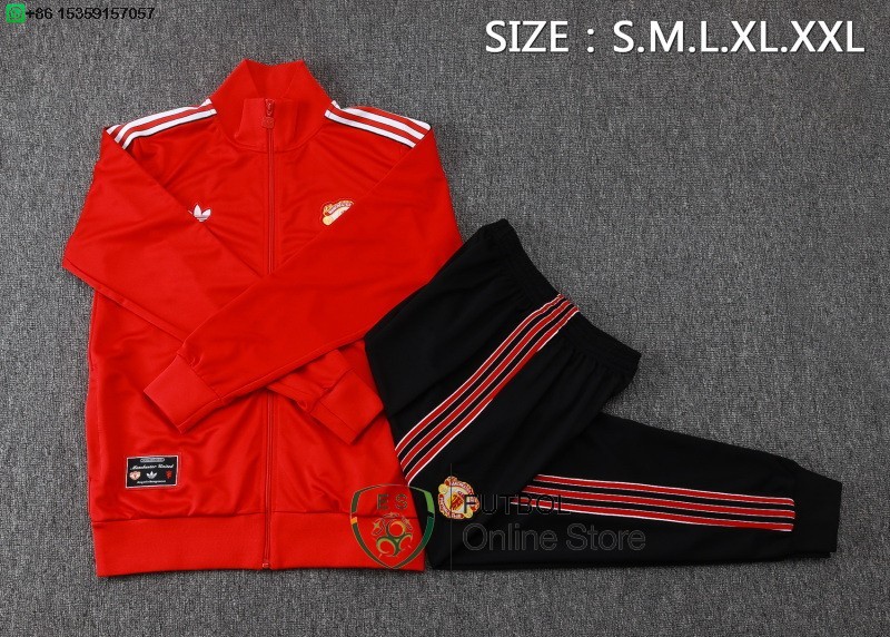 Conjunto Completo Ropa Deportiva Con Cremallera Larga Manchester United 25/2026 Rojo I Negro