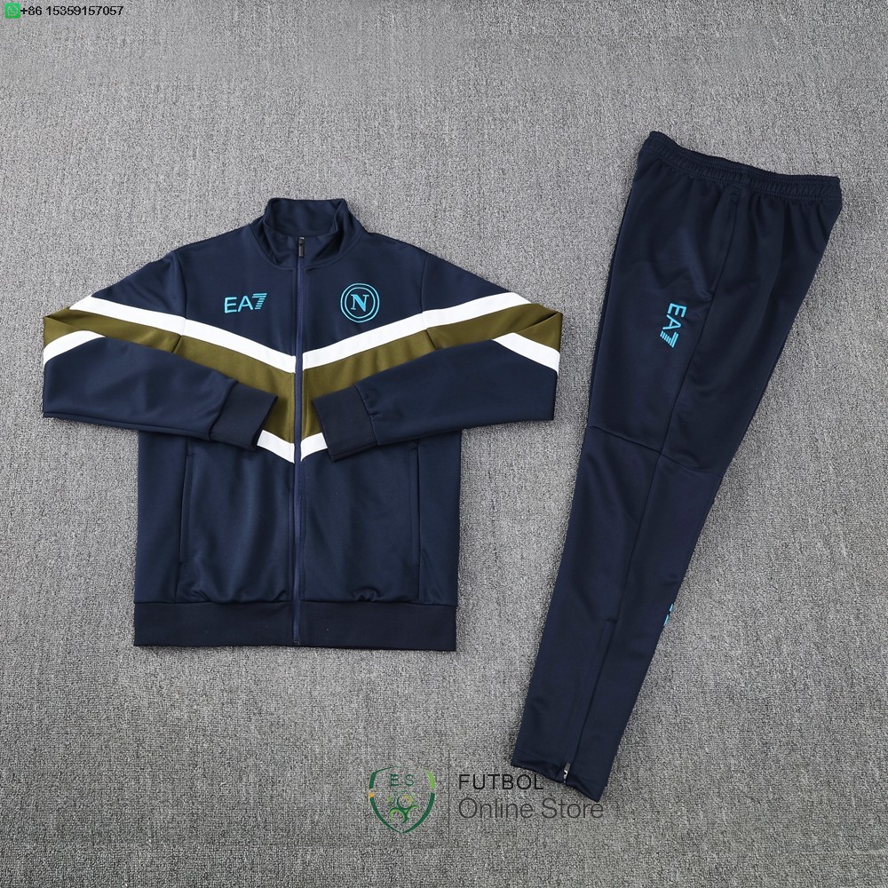 Conjunto Completo Ropa Deportiva Con Cremallera Larga Napoli 24/2025 Azul Marino Verde