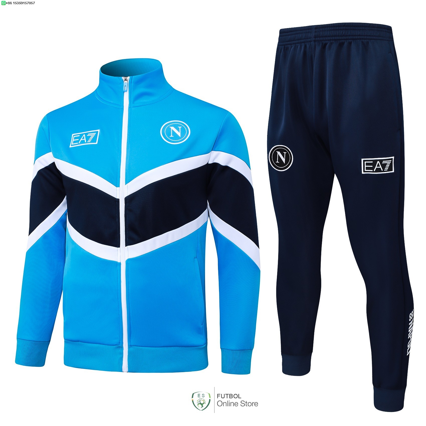 Conjunto Completo Ropa Deportiva Con Cremallera Larga Napoli 25/2026 Azul