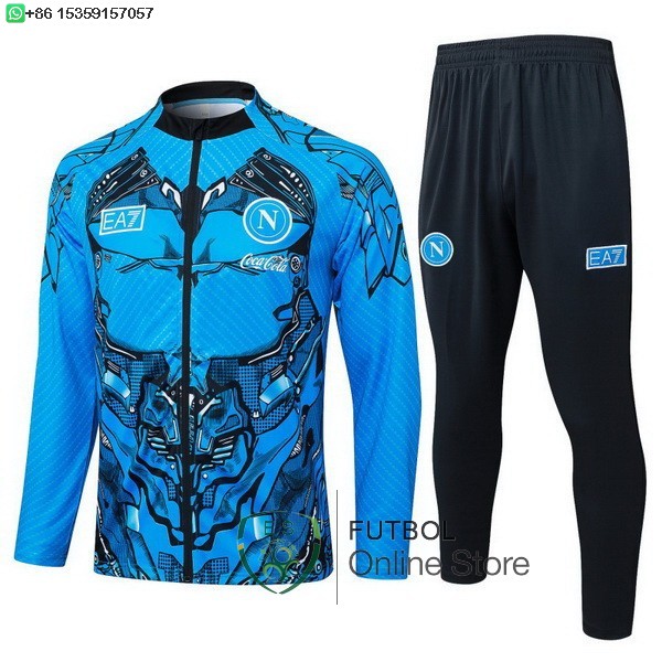 Conjunto Completo Ropa Deportiva Con Cremallera Larga Napoli 25/2026 Azul Negro