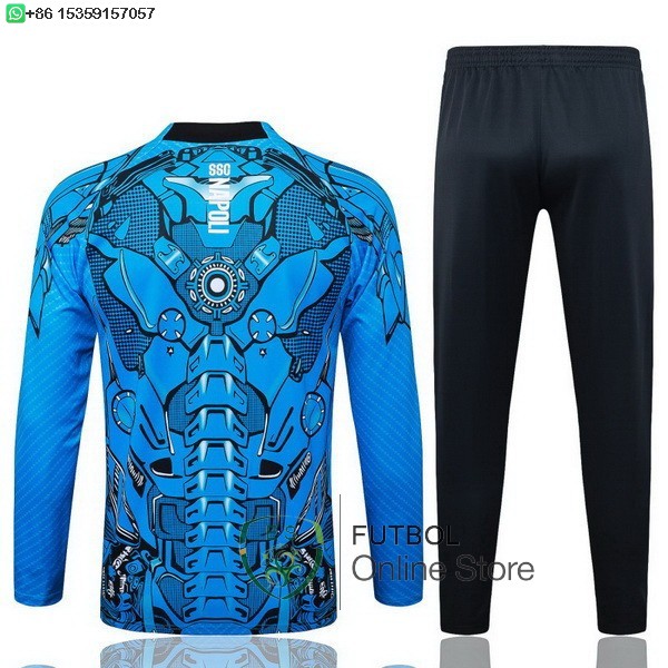 Conjunto Completo Ropa Deportiva Con Cremallera Larga Napoli 25/2026 Azul Negro