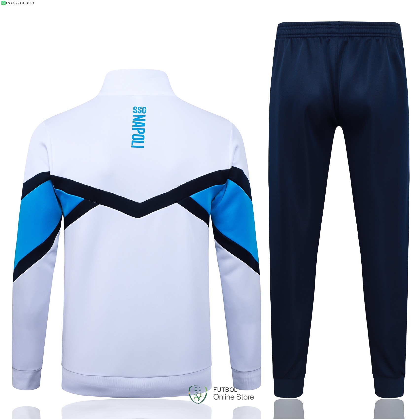 Conjunto Completo Ropa Deportiva Con Cremallera Larga Napoli 25/2026 Blanco Azul