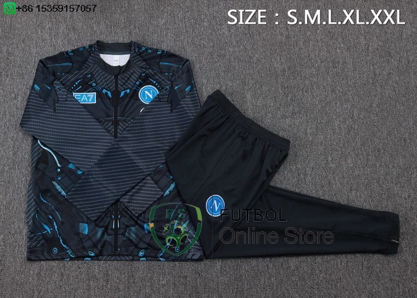 Conjunto Completo Ropa Deportiva Con Cremallera Larga Napoli 25/2026 Gris Negro