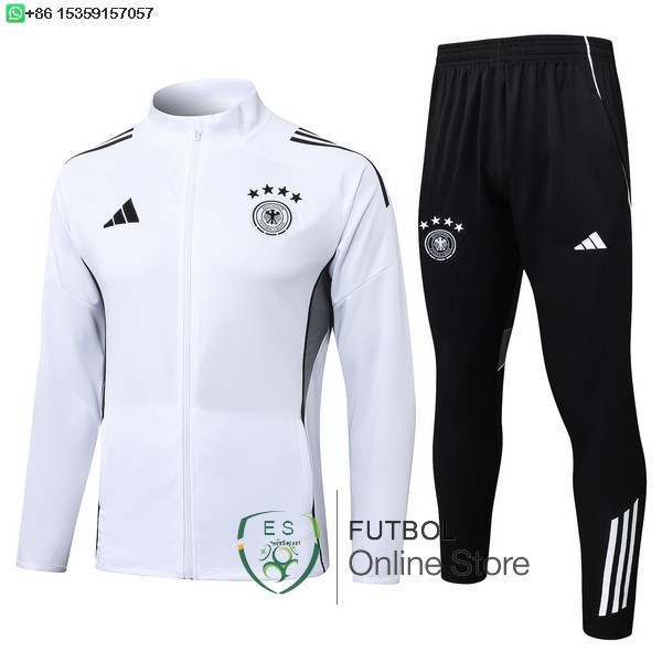 Conjunto Completo Ropa Deportiva Con Cremallera Larga Ninos Alemania 2025 Blanco I Negro