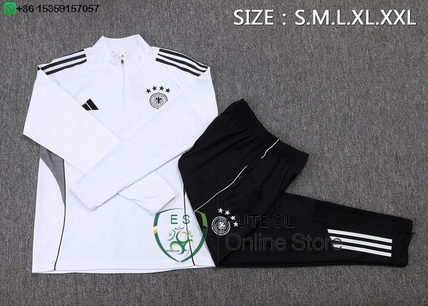 Conjunto Completo Ropa Deportiva Con Cremallera Larga Ninos Alemania 2025 Blanco I Negro