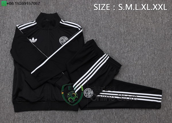 Conjunto Completo Ropa Deportiva Con Cremallera Larga Ninos Alemania 2025 Negro Blanco