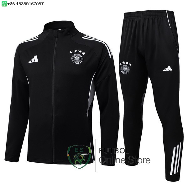 Conjunto Completo Ropa Deportiva Con Cremallera Larga Ninos Alemania 2025 Negro I Blanco