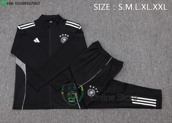Conjunto Completo Ropa Deportiva Con Cremallera Larga Ninos Alemania 2025 Negro I Blanco