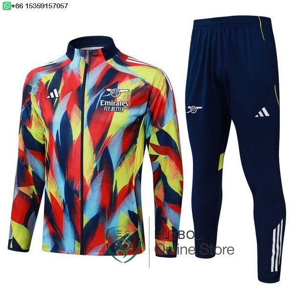 Conjunto Completo Ropa Deportiva Con Cremallera Larga Ninos Arsenal 25/2026 Amarillo Rojo Azul